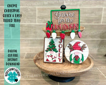 Load image into Gallery viewer, Gnome Christmas Quick and Easy Tiered Tray File SVG, Glowforge, LuckyHeartDesignsCo