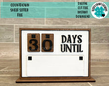 Load image into Gallery viewer, Countdown Shelf Sitter File SVG, Glowforge Interchangeable, LuckyHeartDesignsCO