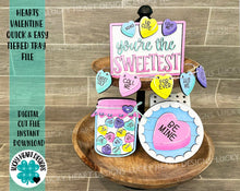 Load image into Gallery viewer, Hearts Valentines Quick and Easy Tiered Tray File SVG, Glowforge Conversation, LuckyHeartDesignsCo