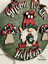 Load image into Gallery viewer, Gnome for the Holidays Christmas Door Hanger File SVG, Glowforge, LuckyHeartDesignsCo