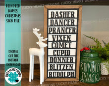 Load image into Gallery viewer, Reindeer Names Christmas Sign File SVG, Glowforge Rudolph, LuckyHeartDesignsCo