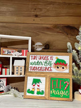 Load image into Gallery viewer, Elf Christmas Interchangeable Leaning Sign File SVG, Glowforge, Tiered Tray, LuckyHeartDesignsCo