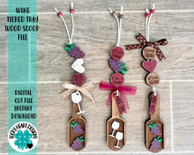 Load image into Gallery viewer, Wine Tiered Tray Wood Scoop File SVG, Glowforge, LuckyHeartDesignsCo