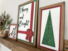 Load image into Gallery viewer, Merry and Bright Christmas Sign Trio File SVG, Glowforge, LuckyHeartDesignsCo