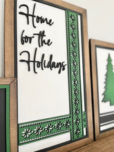 Load image into Gallery viewer, Home for the Holidays Christmas Sign Trio File SVG, Glowforge, LuckyHeartDesignsCo
