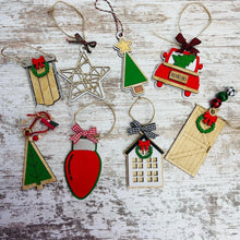 Load image into Gallery viewer, Farmhouse Shapes Christmas Ornaments File SVG, Holiday Glowforge, LuckyHeartDesignsCo