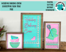 Load image into Gallery viewer, Holiday Baking Crew Christmas Sign Trio File SVG, Gingerbread, Glowforge laser file, LuckyHeartDesignsCo