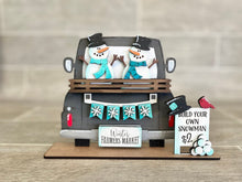 Load image into Gallery viewer, Winter add on Interchangeable Farmhouse Truck File SVG, Glowforge Snowman, LuckyHeartDesignsCo