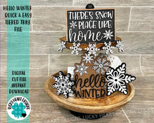 Load image into Gallery viewer, Hello Winter Quick and Easy Tiered Tray File SVG, Glowforge Farmhouse, LuckyHeartDesignsCo