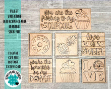 Load image into Gallery viewer, Sweet Valentine Interchangeable Leaning Sign File SVG, Glowforge Tiered Tray, LuckyHeartDesignCo