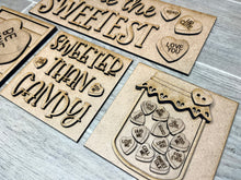 Load image into Gallery viewer, Hearts Valentine Interchangeable Leaning Sign File SVG, Glowforge Tiered Tray, LuckyHeartDesignsCo