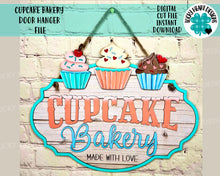 Load image into Gallery viewer, Cupcake Bakery Door Hanger File SVG, Glowforge, Valentines, LuckyHeartDesignsCo