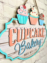 Load image into Gallery viewer, Cupcake Bakery Door Hanger File SVG, Glowforge, Valentines, LuckyHeartDesignsCo