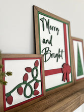 Load image into Gallery viewer, Merry and Bright Christmas Sign Trio File SVG, Glowforge, LuckyHeartDesignsCo