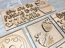 Load image into Gallery viewer, Sweet Valentine Interchangeable Leaning Sign File SVG, Glowforge Tiered Tray, LuckyHeartDesignCo