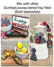 Load image into Gallery viewer, Birthday Bundle Gumball Scoop Sign File SVG, Glowforge, Tiered Tray, LuckyHeartDesignsCo