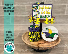 Load image into Gallery viewer, Mardi Gras Quick and Easy Tiered Tray File SVG, Glowforge, LuckyHeartDesignsCO