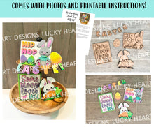 Load image into Gallery viewer, Hip Hop Bunny Quick and Easy Tiered Tray File SVG, Glowforge Easter, LuckyHeartDesignsCo