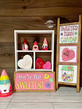Load image into Gallery viewer, Hearts Valentine Interchangeable Leaning Sign File SVG, Glowforge Tiered Tray, LuckyHeartDesignsCo