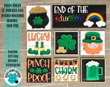 Load image into Gallery viewer, Pinch Proof St.Patrick's Day Interchangeable Leaning Sign File, Glowforge Leprechaun, LuckyHeartDesignsCo