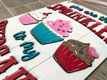 Load image into Gallery viewer, Cupcake Valentines Door Hanger Sign File, Glowforge, LuckyHeartDesignsCo