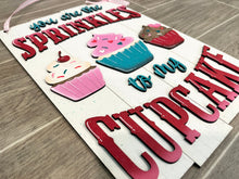 Load image into Gallery viewer, Cupcake Valentines Door Hanger Sign File, Glowforge, LuckyHeartDesignsCo