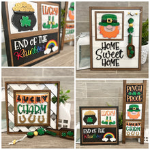 Load image into Gallery viewer, Pinch Proof St.Patrick's Day Interchangeable Leaning Sign File, Glowforge Leprechaun, LuckyHeartDesignsCo
