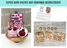 Load image into Gallery viewer, Ladybug Valentine Quick and Easy Tiered Tray File SVG, Glowforge, LuckyHeartDesignsCo