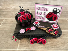 Load image into Gallery viewer, Ladybug Valentines Bundle Gumball Scoop Sign File SVG, Glowforge, Tiered Tray, LuckyHeartDesignsCo