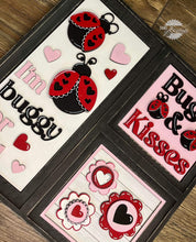 Load image into Gallery viewer, Ladybug Valentines Interchangeable Leaning Sign File SVG, Tiered Tray, Glowforge, LuckyHeartDesignsCo