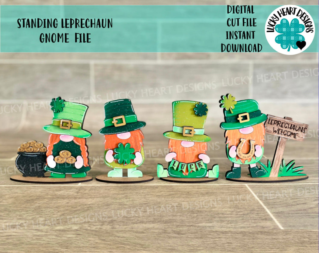 Standing Leprechaun Gnome St. Patrick's Day File SVG, Tiered Tray Holiday Decor, Glowforge, LuckyHeartDesignsCo