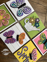 Load image into Gallery viewer, Spring Butterfly Interchangeable Leaning Sign File SVG, Tiered Tray, Glowforge, LuckyHeartDesignsCo
