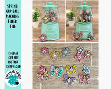 Load image into Gallery viewer, Spring Gumball Machine Filler File SVG, Glowforge Butterfly Tiered Tray, LuckyHeartDesignsCO