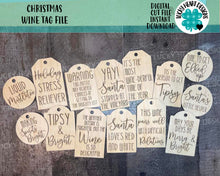 Load image into Gallery viewer, Christmas Wine Tag File SVG, Glowforge, LuckyHeartDesignsCo