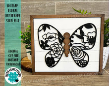Load image into Gallery viewer, Shiplap Floral Butterfly Sign File SVG, Glowforge, LuckyHeartDesignsCo