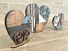 Load image into Gallery viewer, Vintage Rustic Heart Trio File SVG, Glowforge Farmhouse, LuckyHeartDesignsCo