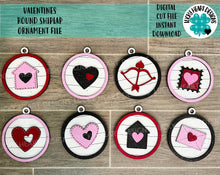 Load image into Gallery viewer, Valentines Round Shiplap Ornament File SVG, Glowforge, LuckyHeartDesignsCo