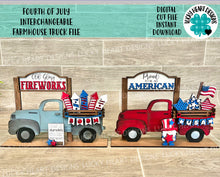 Load image into Gallery viewer, Fourth of July add on Interchangeable Farmhouse Truck File SVG, USA Glowforge Summer, LuckyHeartDesignsCo