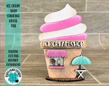 Load image into Gallery viewer, Ice Cream Shop Standing House File SVG, Summer Tiered Tray Decor, Glowforge, LuckyHeartDesignsCo
