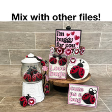 Load image into Gallery viewer, Ladybug Valentine Quick and Easy Tiered Tray File SVG, Glowforge, LuckyHeartDesignsCo
