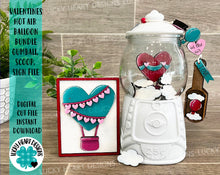Load image into Gallery viewer, Hot Air Balloon Valentines Bundle Gumball Scoop Sign File SVG, Glowforge, Tiered Tray, LuckyHeartDesignsCo