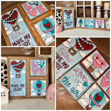 Load image into Gallery viewer, Hot Air Balloon Valentines Interchangeable Leaning Sign File SVG, Tiered Tray, Glowforge, LuckyHeartDesignsCo