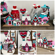 Load image into Gallery viewer, Love Valentine's Day Standing Houses File SVG, Tiered Tray Decor, Glowforge, LuckyHeartDesignsCo
