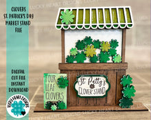 Load image into Gallery viewer, Clover ST. Patrick's Day Interchangeable Market Stand File SVG, Glowforge St. Patrick's Day, LuckyHeartDesignsCo