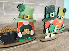 Load image into Gallery viewer, Standing Leprechaun Gnome St. Patrick's Day File SVG, Tiered Tray Holiday Decor, Glowforge, LuckyHeartDesignsCo