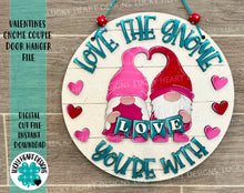 Load image into Gallery viewer, Valentines Gnome Couple Door Hanger Sign File SVG, Glowforge, LuckyHeartDesignsCo