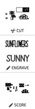 Load image into Gallery viewer, Sunflower Bundle Gumball Scoop Sign File SVG, Glowforge, fall summer Tiered Tray, LuckyheartDesignsCo