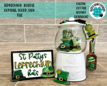 Load image into Gallery viewer, Leprechaun Bundle Gumball Scoop Sign File SVG, St. Patrick's Day Glowforge, Tiered Tray, LuckyHeartDesignsCo
