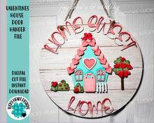 Load image into Gallery viewer, Valentine's House Door Hanger File SVG, Glowforge, LuckyHeartDesignsCo