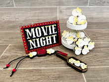 Load image into Gallery viewer, Popcorn Bundle Gumball Scoop Sign File SVG, Movie Night Glowforge, Tiered Tray, LuckyHeartDesignsCo